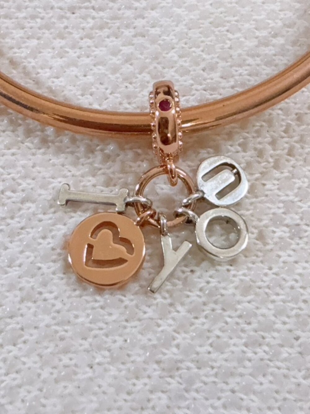 I Love You Letters Two Tone Dangle Charm For Pandora Bracelet